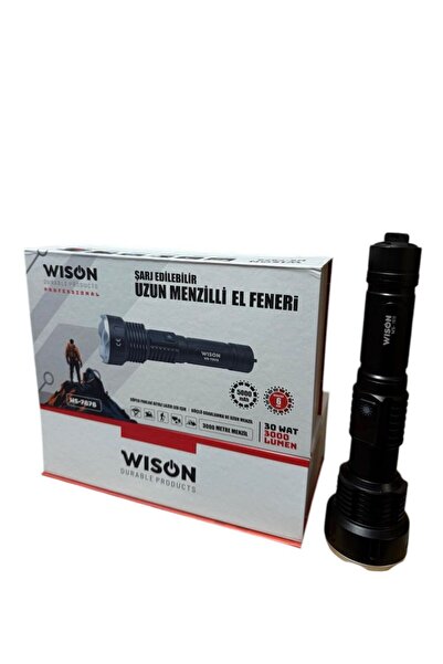 wison WS-7878 30W 3000 Lümen Metal Profesyonel Uzun Menzili El Feneri Şarjlı