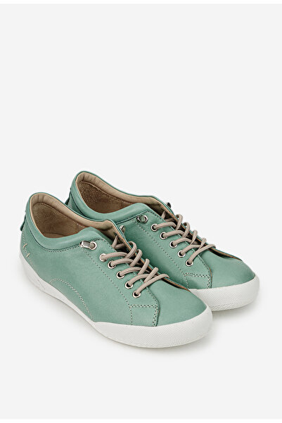Dasha Women's green Leather shoes with Stretchy laces