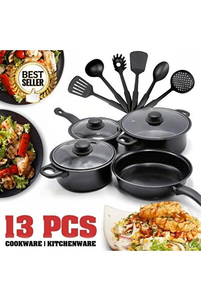 longziming Σετ 13 τεμαχίων από κατσαρόλες και τηγάνια, longziming, με γυάλινο...