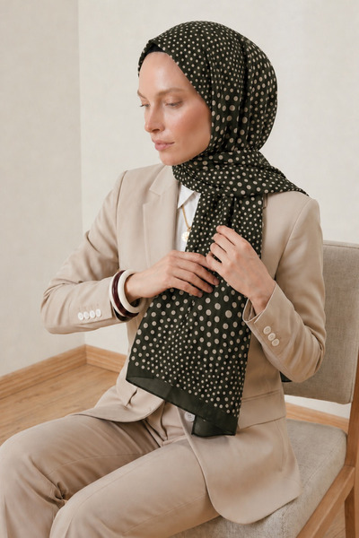 BONASERA EŞARP Women's Hijab Shawl Natural Patterned Cotton Stylish Shawl