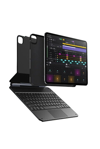 Apple iPad Pro 11 (2024) Rebound Manyetik Klavyeli 360 Tablet Kılıfı - Siyah