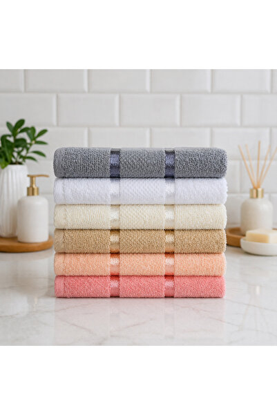 Kotonia Home Set de 6 prosoape de baie, 50x90 cm, 100% bumbac, 420gsm, multic...