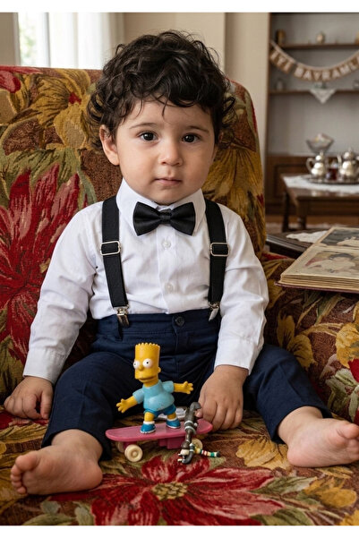 babysena Bayramlık Erkek Bebek Papyon ve Pantolon Askı Seti