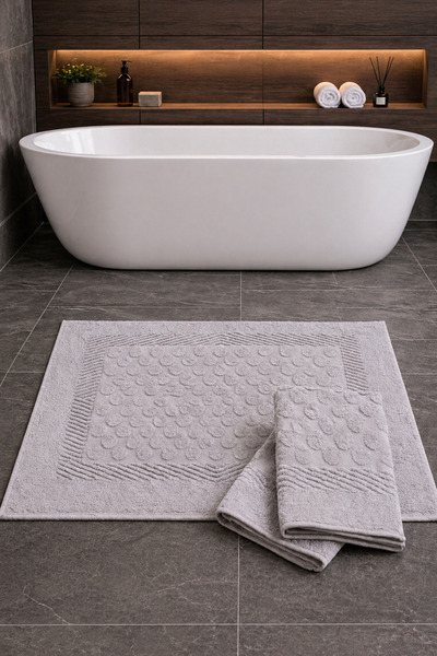 ASVİANA 3 Piece Bath Mat Set 50X70 cm 70% Cotton Soft Textured High Water Abs...