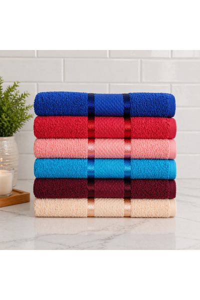 Kotonia Home Set de 6 prosoape de baie, 50x90 cm, 100% bumbac, 420gsm, multic...