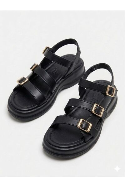 markasende Hermosa Women's Thick Sole Sandals with 3 Buckles, Daily Comfortab...