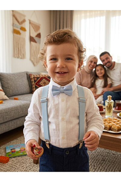 babysena Bayramlık Erkek Bebek Papyon ve Pantolon Askı Seti