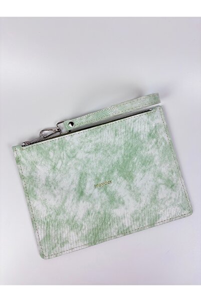 TROYDER Genuine Leather Clutch/Portfolio Bag Green Color