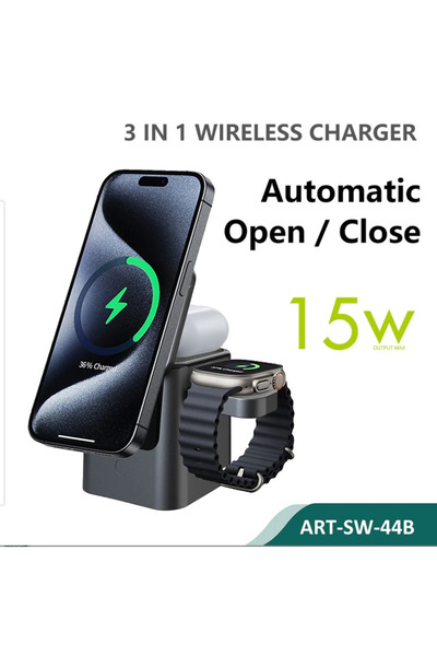 SiPro Siipro 3in1 MagSafe 15W Wireless Cube Charging Station Black (SW-44B)