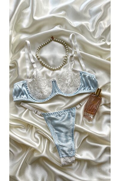 Valessa Lingerie Pötikareli Dantelli Saten Sütyen Takım