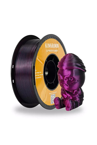 KINGROON Üç Renkli Silk PLA Filament Altın-Fuşya-Siyah Canlı Parlak Renk Geçi...