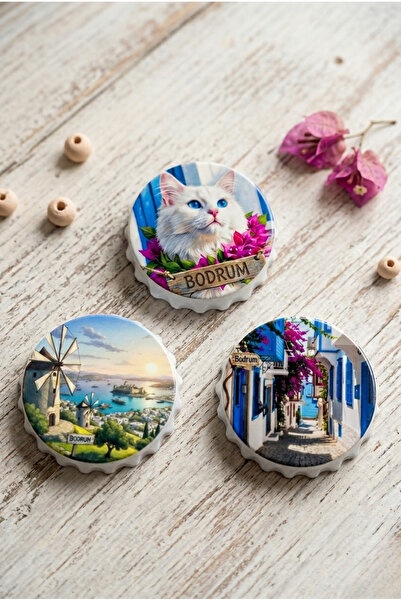 Fi Hediyelik Bodrum Yazılı Açacak Magnet 3'lü Set