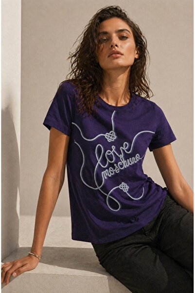 Love Moschino تي شيرت قطني مطبوع بتصميم SLIM FIT