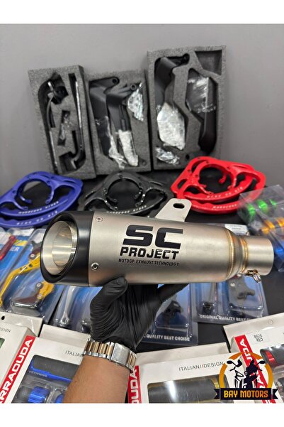 BAY SC Project Egzoz Universal Motosiklet Egzozu Tüp Egzoz GRİ 51MM