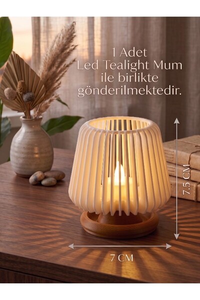 tekmation Dekoratif Led Tealight Mumluk | Masaüstü Aydınlatma | 1 adet | 7x7,...