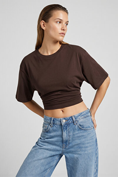 MAXIMILLIAN Γυναικεία Καφέ Μπλούζα με Φαρδιά Μανίκια και Εφαρμοστή Μέση, Βασι...