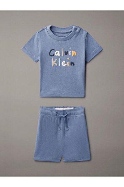 Calvin Klein MAVİ BEBEK T-SHIRT ŞORT TAKIM