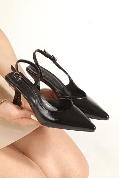 Sole 35 Women Shoes Kadın Kadeh Topuk Yanları Açık Tokalı Sivri Burun Rahat T...