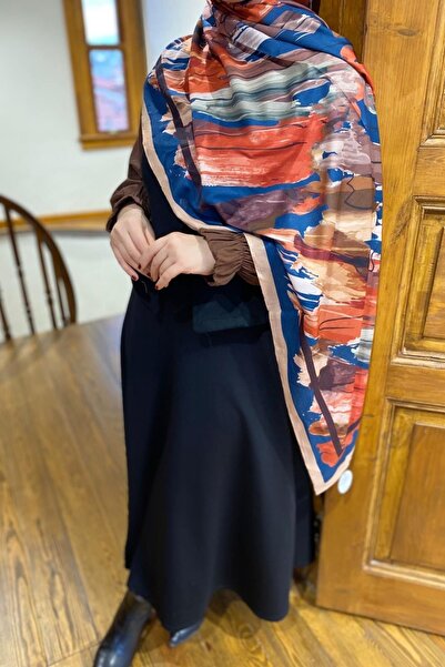 Firuze scarf Firça Desen Petrol Blue Soft Shawl