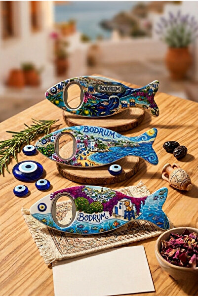 Fi Hediyelik Bodrum Yazılı Açacak Magnet 3'lü Set
