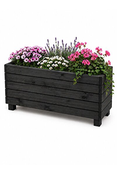 söbeartier Doğal Ahşap Çiçeklik Saksı & Bahçe Saksısı 100 x 30 x 50