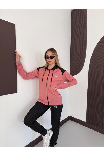 LFSPORT Νέα σεζόν Γυναικεία φόρμα με κουκούλα σε χρώμα αποξηραμένο τριαντάφυλλο