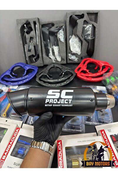 BAY SC Project Egzoz Universal Motosiklet Egzozu Tüp Egzoz Siyah 51MM