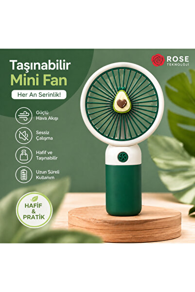 ROSE TEKNOLOJİ TAŞINABİLİR MİNİ EL FANI TELEFON STANDLI 5 KANATLI TEK KADEMEL...