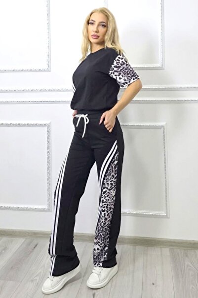 FashionForYou Power Move casual σετ με animal print, με μπλουζάκι και φαρδύ π...