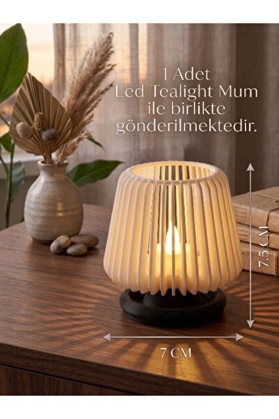 tekmation Dekoratif Led Tealight Mumluk | Masaüstü Aydınlatma | 1 adet | 7x7,...