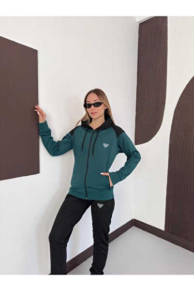 LFSPORT Νέα σεζόν Γυναικεία φόρμα με κουκούλα σε πράσινο χρώμα