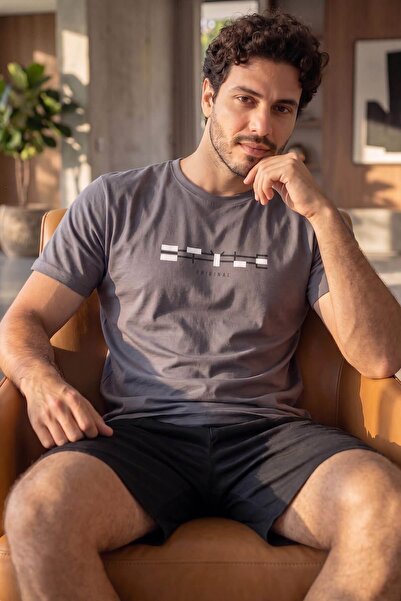 Pijamaevi Ανδρικό σετ πιτζάμες με κοντό μανίκι με σχέδιο Füme Origi