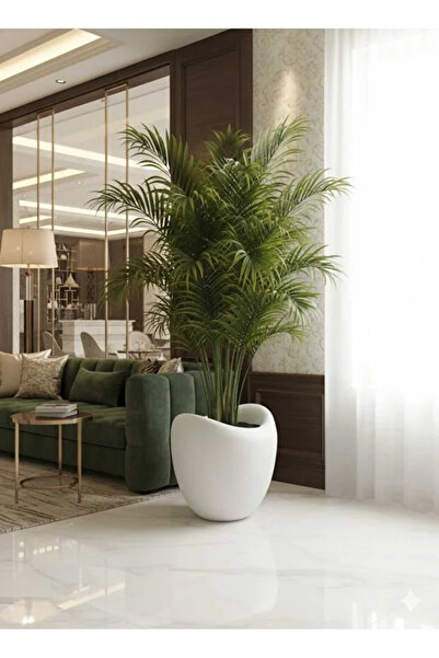 POLİVAHOME 43x45 cm Beton Görünümlü Sert Plastik Dekoratif Modern Saksı