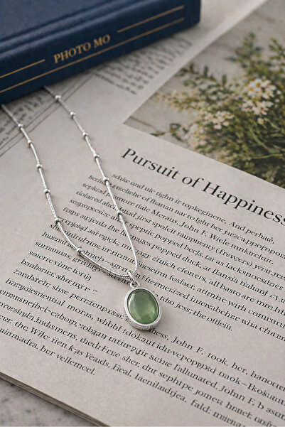 Takıtolia Mint Blue-Gold Oval Stone Gold Color Bulk Chain Cat's Eye Stainless...