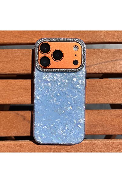 EDELFU iPhone 17 PRO MAX uyumlu - Kamera Taşlı Degrade Hologram Kapak Simli G...