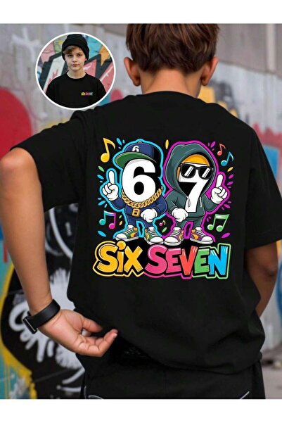 SVART WEAR Six Seven 67 Тениска с щампа, кръгло деколте, 100% памук, къс ръка...