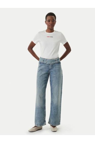 Tommy Hilfiger BEYAZ LOGOLU KADIN -TSHIRT
