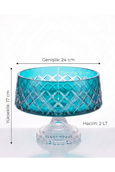 AKDEN STORE Crystal Glass Hand-Cut Luxury Presentation Bowl - Serving Bowl
