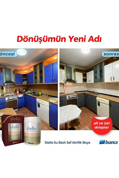 Bianca Stella Boya Yeni Nesil Yaşam Boyası 0,5 Lt Antik Beyaz /1020 Dolap Fay...