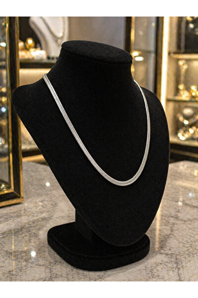 ERH Silver Color Flat Chain Steel Necklace – Flat Herringbone Model Stylish W...