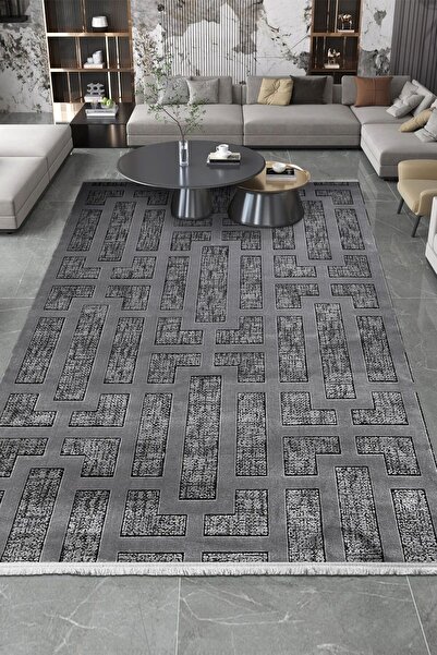 Nova Deco ROXSTONE-Antrasit - Özel Ölçü-Salon , Oturma Odası ve Koridor Halıs...