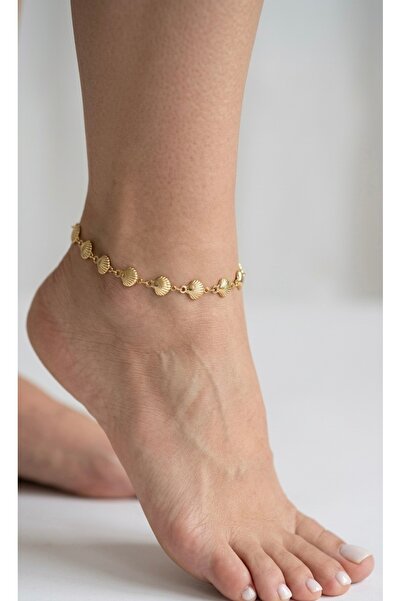 Glowisters Jewelry Kadın Gold Renk Sıralı Deniz Kabuğu Figürlü Zincir Halhal