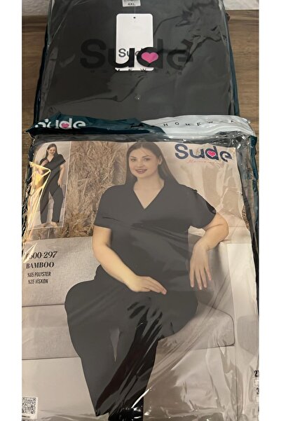 Sude P600-297 BATTAL KISA KOL V YAKA ÖNDEN DÜĞMELİ PİJAMA TAKIMI