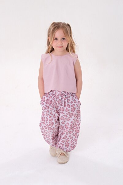 Sweet Luna Pembe Bağcıklı Leopar Desenli Alt Üst Takım