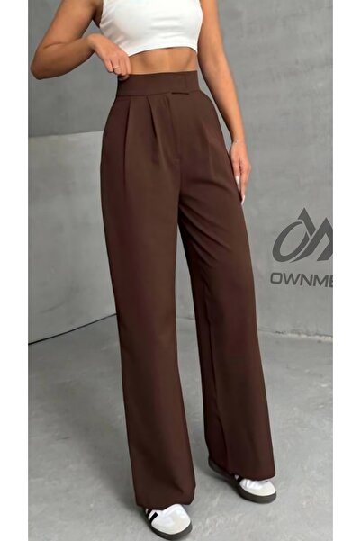 OWNME Ženske palazzo pantalone od likre sa čičak zatvaračem, crne