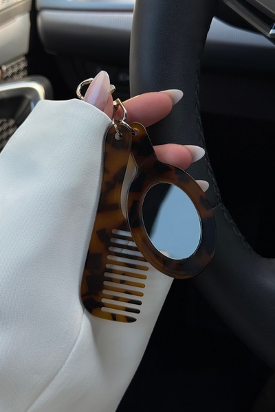 klovi Σετ χτενάκι καθρέφτη Leopard, αξεσουάρ για τσάντα μπρελόκ