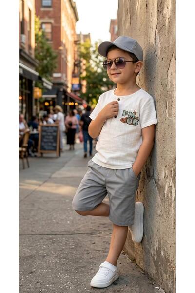 zavera for kids Pantaloni scurți de in pentru băieți - Tricou din amestec de ...