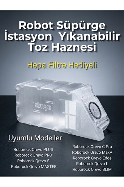 ozbience Roborock Qrevo Serisi Yıkanabilir ve Yeniden Kullanılabilir Toz Haznesi