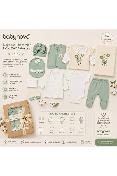 babyist Babynova 100% Cotton 10-Piece Newborn Hospital Discharge Set – Natura...