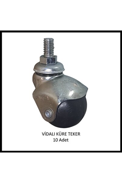 Adilon M10 (3/8) Vidalı Küre Teker (10 Adet), Ofis Koltuk, Dolap, Etejer, 360...